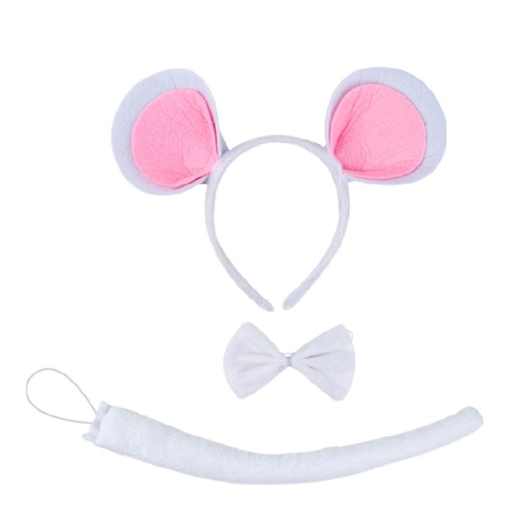 Animal Cosplay Costume Child Mouse Cosplay Set Including Headband Tail Bowtie and Nose