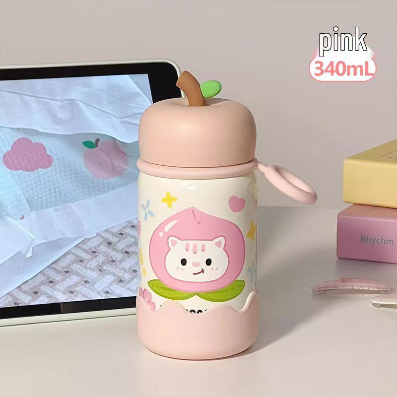 Cartoon Apple 316 Stainless Steel Mini Insulated Thermos Cup 350ml розовый