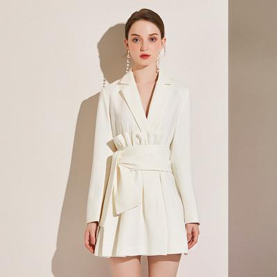 Μόδα Γυναικείο Μακρυμάνικο Με Εγκοπή Ζώνη Μπαντάζ Στενή Γραμμή Υψηλής Αισθητικής Ταμπεραμέντο Επαγγελματικό Φόρεμα