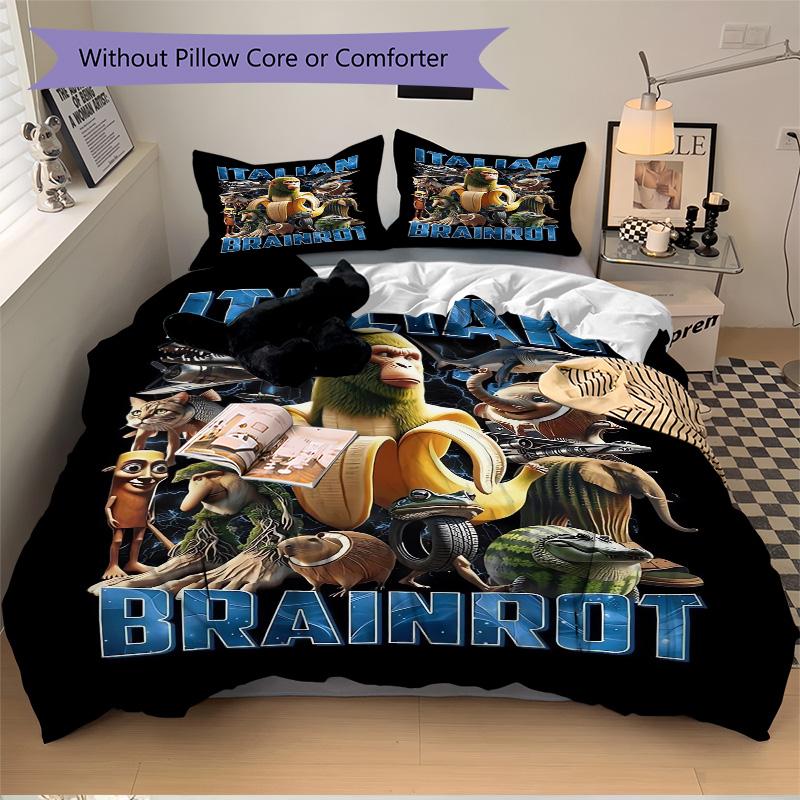 Italian Monkey Banana Scene Print 3Pcs Bedding Setduvet Cover With 2 Bedropillowcase Home Birthday Gift