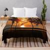 Beach Landscape Sunset Flannel Throw Blanket King Queen Size for Sofa Couch Bed Super Soft Warm Lightweight Good Gift for Teens