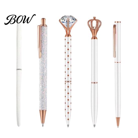 Sturdy Pocket Clip Pen 5PCS Metal Diamond Ballpoint Pens, with Sparkling Rhinestone Decor, Luxury Glitter Writing Smooth Press Mechanism Pen, for Kids