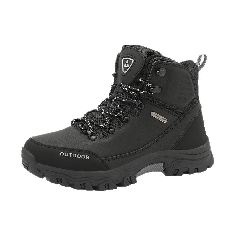Fashion Trend Outdoor Hiking Shoes Leather High Top Wear Resistant Platform Shoes Men's Lace-Up Hiking Shoes