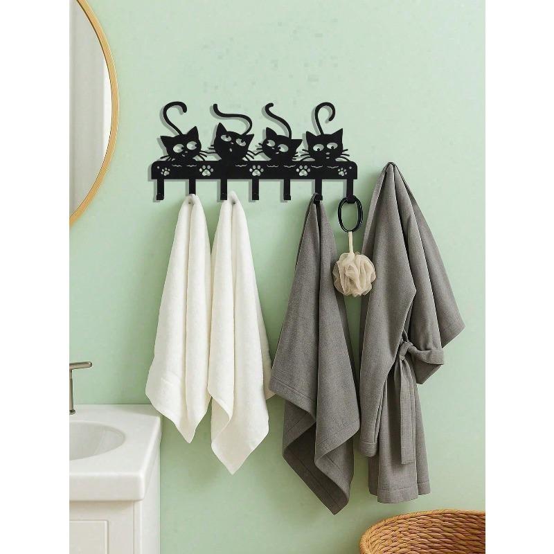 Cat Key Holder 7 Hooks Wall Mount Rustproof Home Decor Gift for Cat Lovers