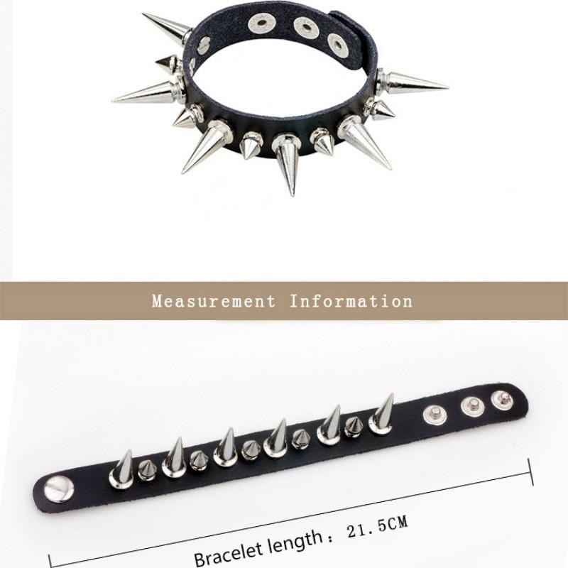 Punk Rock Street Snap Fashion Punk Metal Rivet Bracelet Wide Leather Stud Spike Bracelet