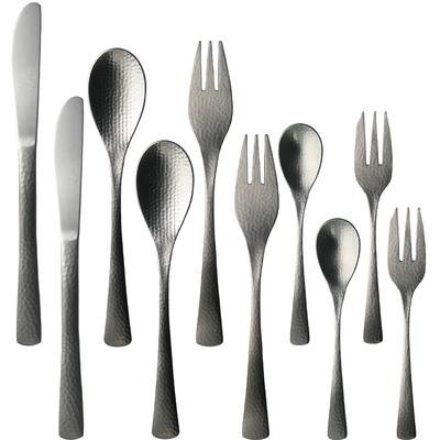 Nagao Stil Essbesteck 10 Teile Edelstahl Gehämmert Hergestellt in Japan Japanisch-Westliches Set, (Messer, Löffel, Gabel), 18-8 Stahl, Oberfläche,