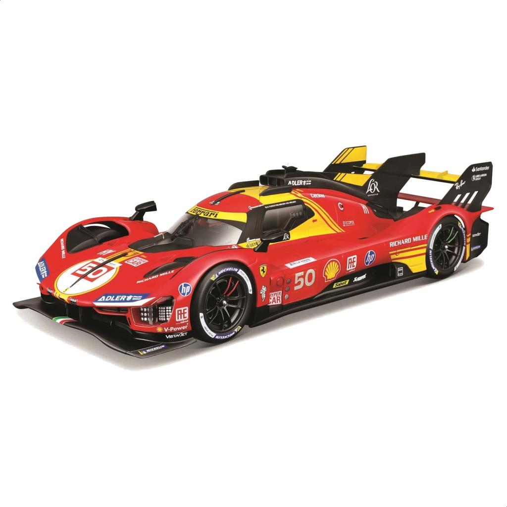 Bburago 2024 Model 1/24 Scale Ferrari 499P 3.0L Turbo V6 Team Ferrari AF Corse #50 2024 Le Mans 24 Hours Winner Red / Diecast Model Car 18-26312