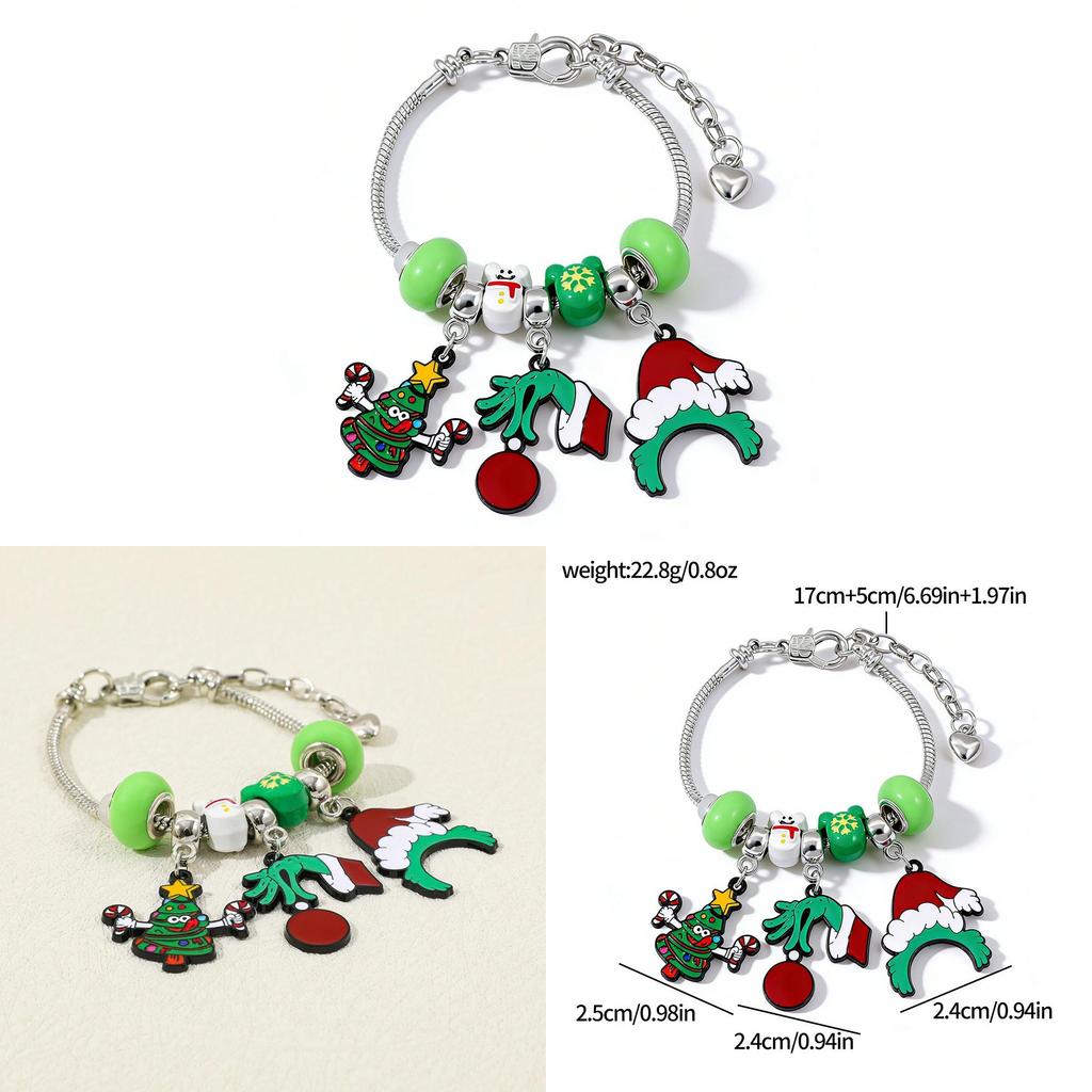Wie der Grinch Weihnachten stahl Zeichentrickfigur Legierungsarmband DIY Kreativer Schmuck für Männer und Frauen