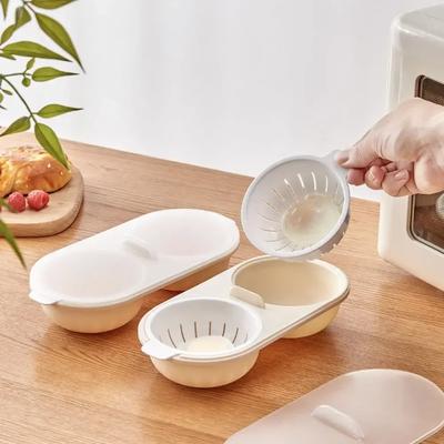 Poșator de Ouă pentru Microunde Cupă pentru Ouă Aburite Cupă Dublă Ouă Aburite Gadget de Bucătărie Făcător de Onsen Tamago Ustensile de Gătit Făcător de Ouă Lotus
