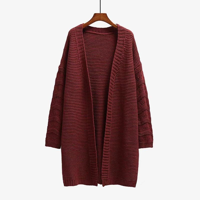 

IHUASU Осенне-зимний длинный кардиган однотонный женский вязаный модный свитер XL красный