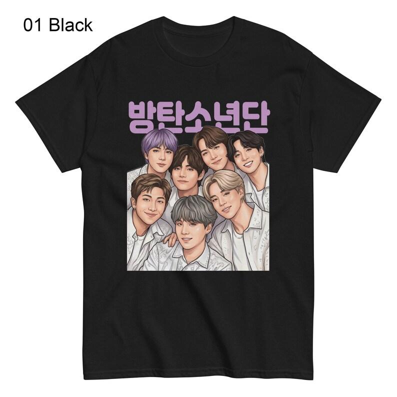 BTS World Tour Graphic T-shirt, Kpop Fan Art Tee, Bangtan Boys Shirt, Cute BTS Illustration Shirt, ARMY Gift, Korean Idol Merch