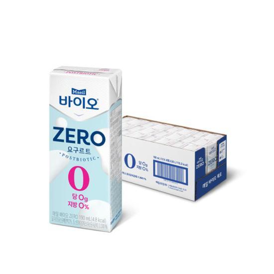 Maeil Bio Zero Yogurt 190 мл 24 упаковки, корейские закуски Maeil Bio Zero Yogurt