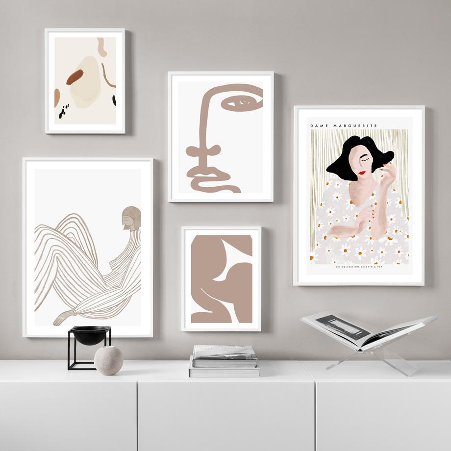 Abstract Girl Flower Color Block Classical Nordic Poster And Prints Wall Art Canvas Painting Wall Pictures For Living Room Decor