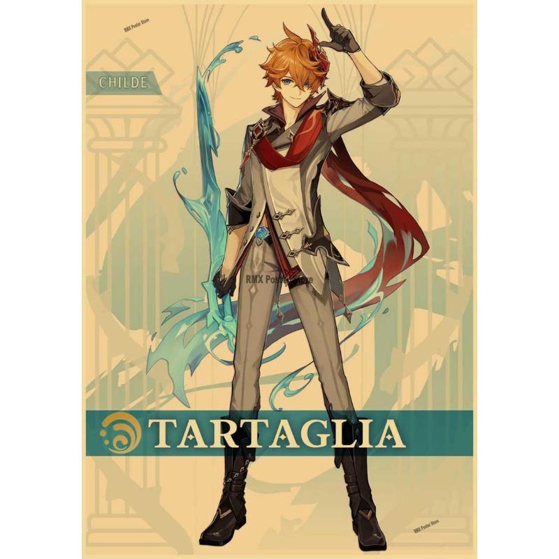 Genshin Impact Cartoon Character Posters Kraft Paper Prints Home Room Decor Study Bedroom Bar Cafe Wall Paintings Wall Stickers