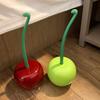 Toilet Brush Set with Base Cherry Shape Ergonomic Non-Slip Handle Bright Color Bathroom Cleaning Brush