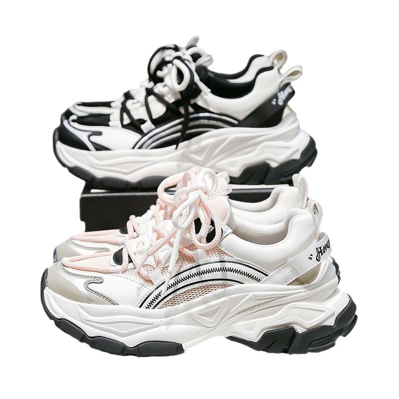 Strictly selected dad shoes women's mesh sneakers casual breathable retro contrasting colors lightweight thick-soled versatile women's shoes dad shoes