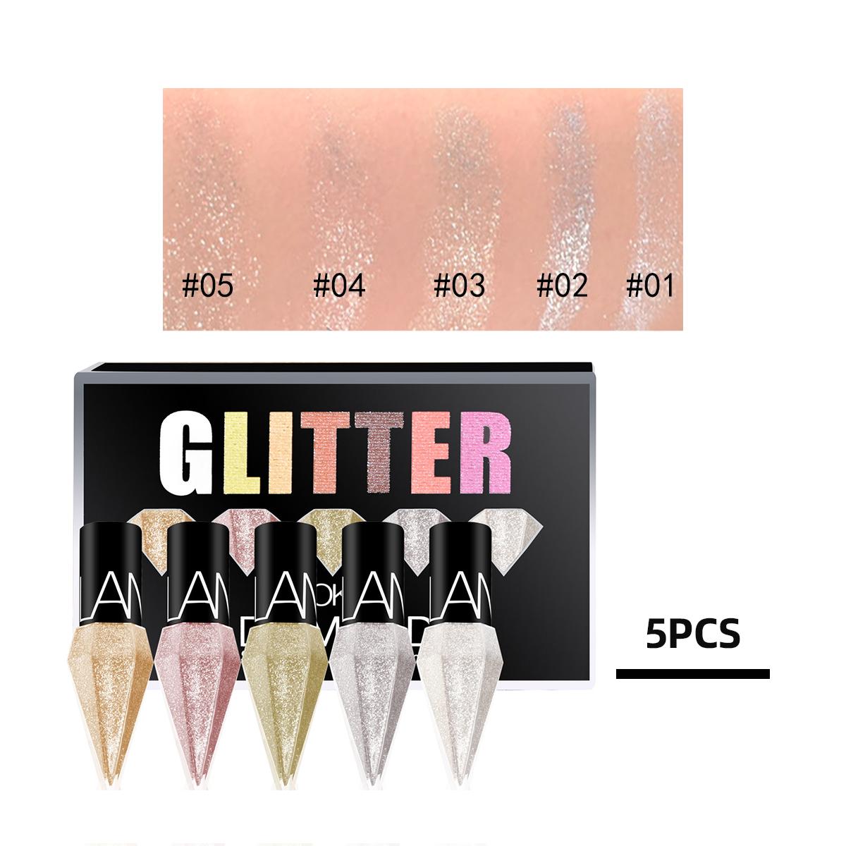 

Набор из 5 цветов в упаковке, блестящая жидкая подводка для глаз, блестящие водонепроницаемые стойкие красочные тени для век, металлическая жидкая подводка для глаз