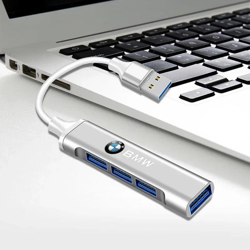 For BMW 1Pcs Type-C Turn USB Adapter Multi Port Distributor Hub Car Accessories For BMW M4 M8 Series E39 E60 E61 F10 F11 F07 G30