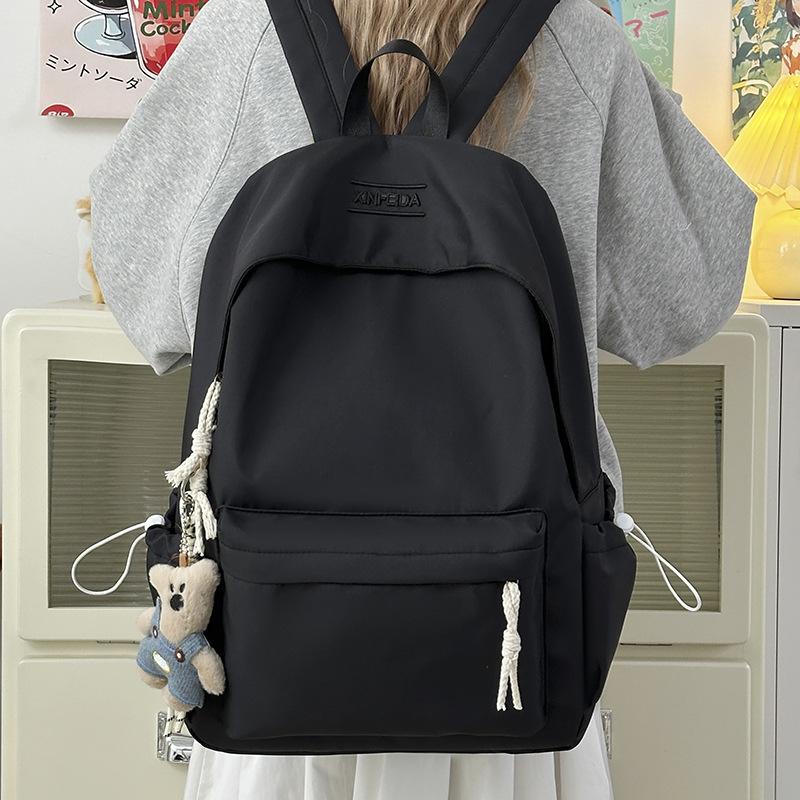 Schoolbag New Japanese Simple Versatile College Student Backpack for Middle and High School Students Large Capacity Solid Color Casual Travel Backpack