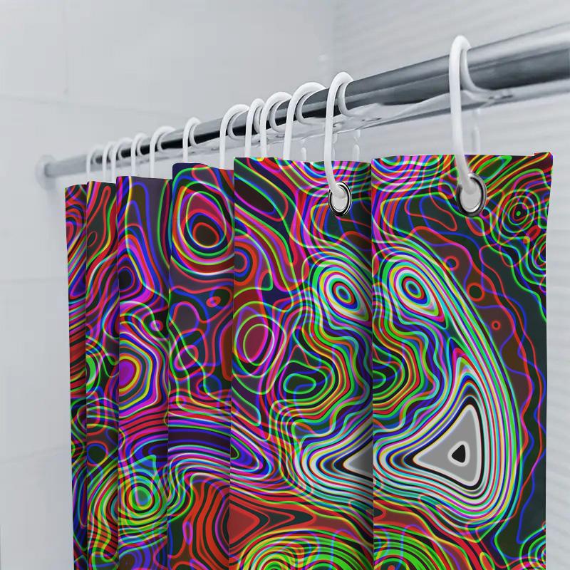Psychedelic Shower Curtain Multicolored Swirls Patterns Modern Bathroom Decor Waterproof Fabric Easy Installation For Kids Adult