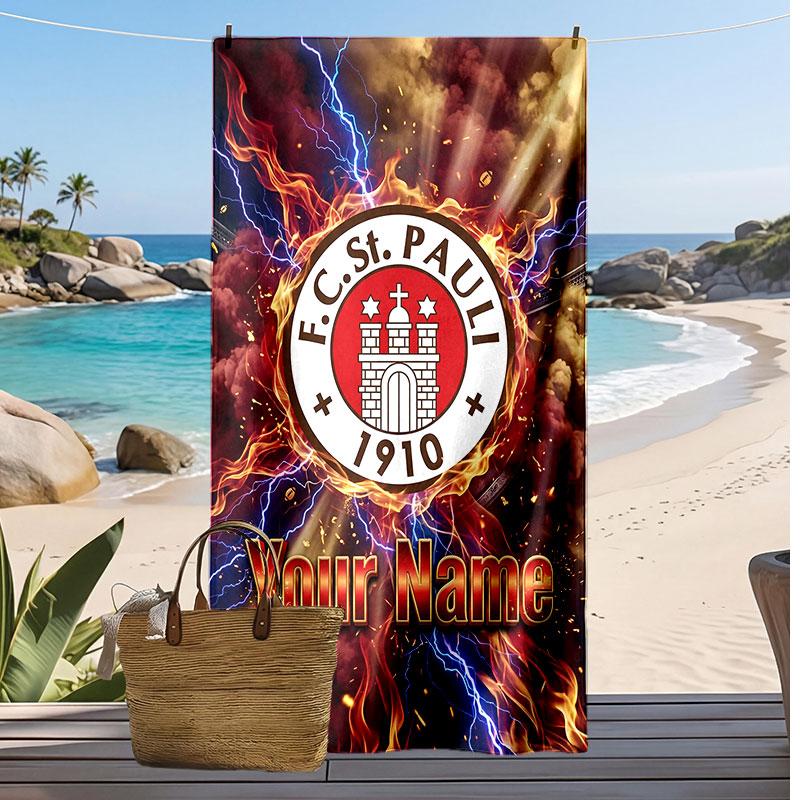 FC St. Pauli Personalisier Handtuch Fußball Logo Unterstützung Benutzerdefinierter Name Text Saugfähiges Handtuch Für Sport Reisen Besonderes Geschenk