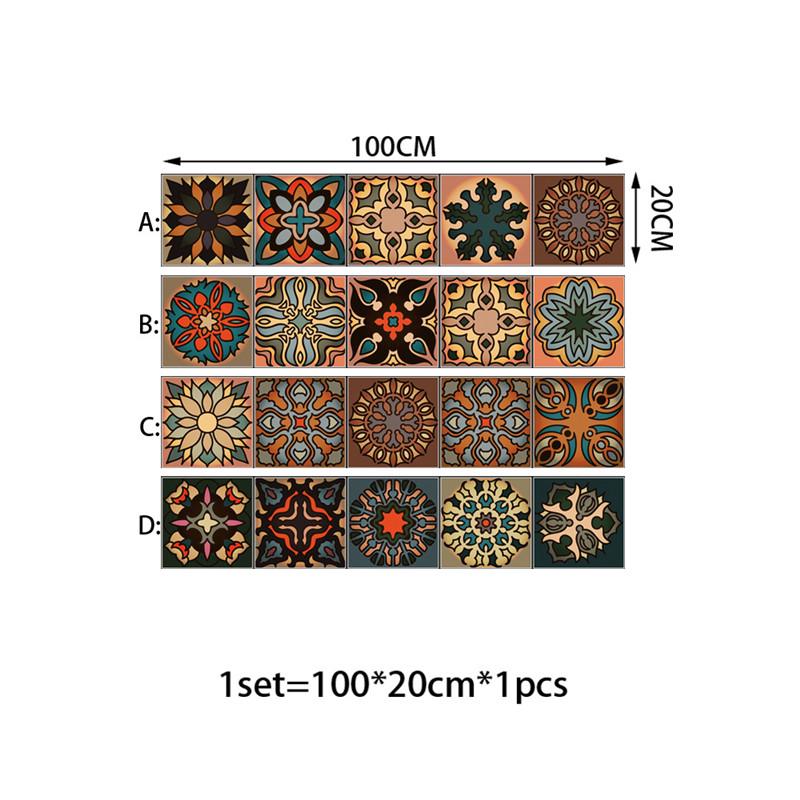 Moroccan Style Peel & Stick Self-adhesive Wall Tiles Vintage Colorful Waterproof Decals for Kitchen Bathroom Living Room Decor DIY Home Stickers