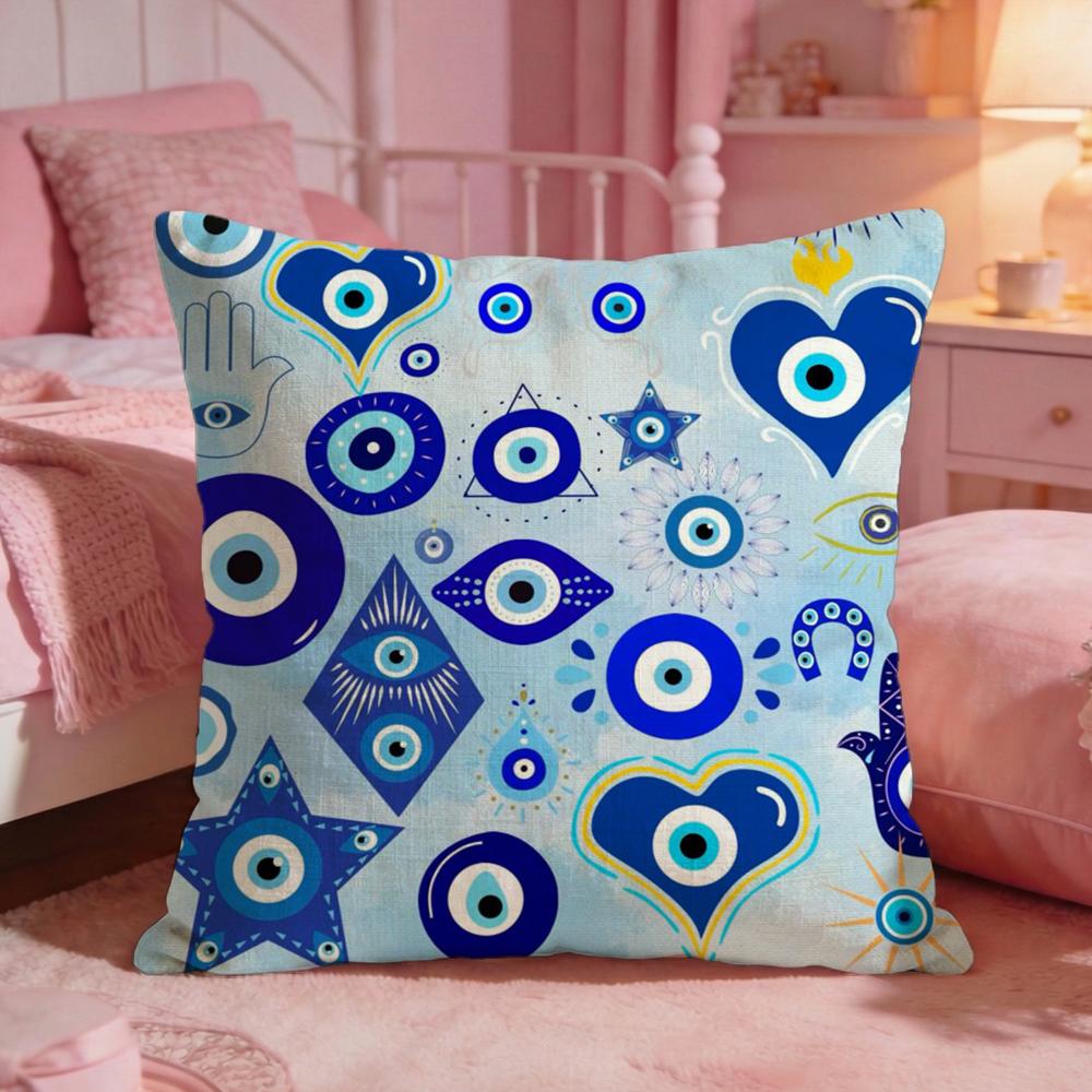 Symbol EEvil Eye Symbol Cushion Cover Premium Comfort Reversible Pillow Cove Two in One Design for Any Room  Car Interior