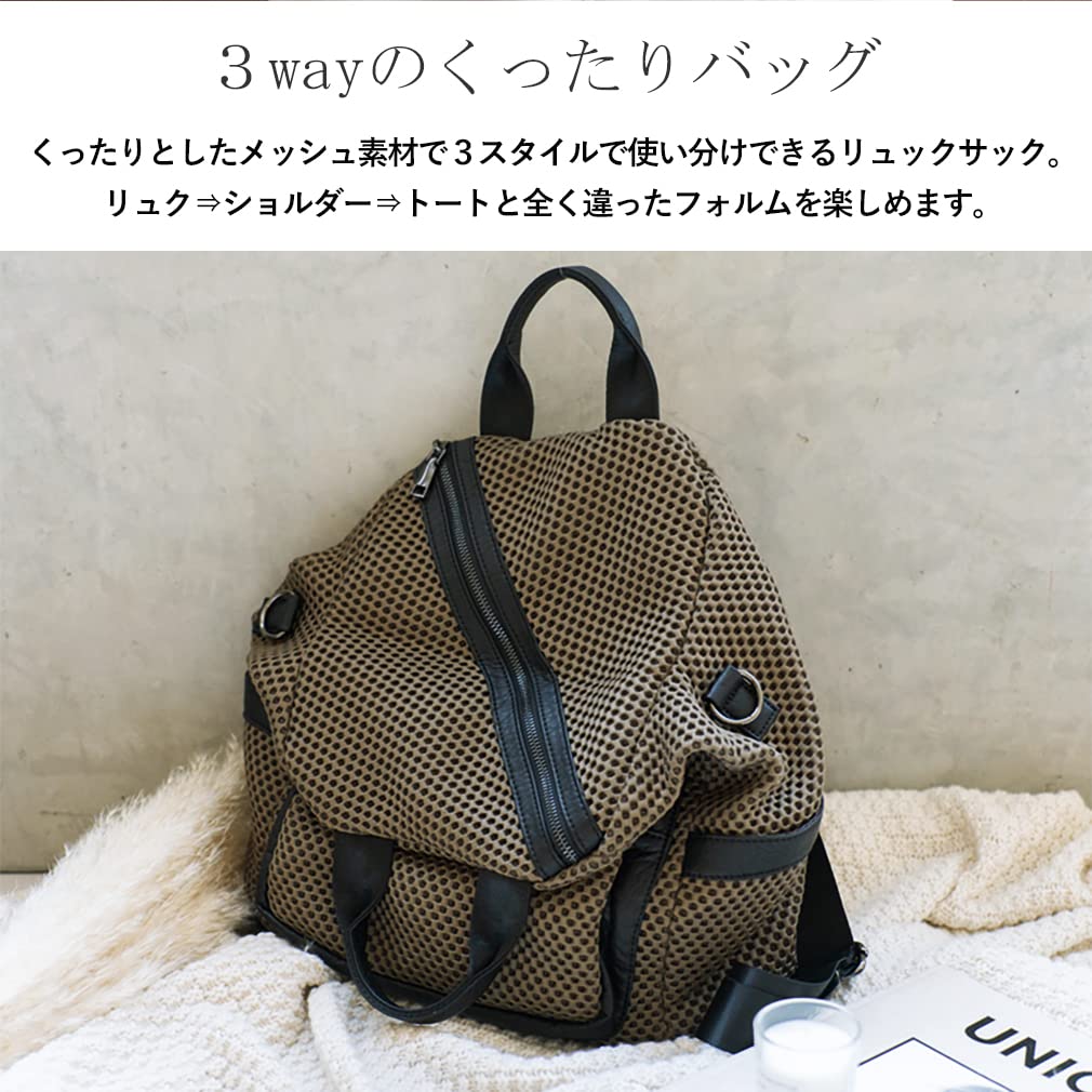 VITAFELICE Women's Mesh 3-Way Mini Backpack (ubb-sp-0279) (Black)