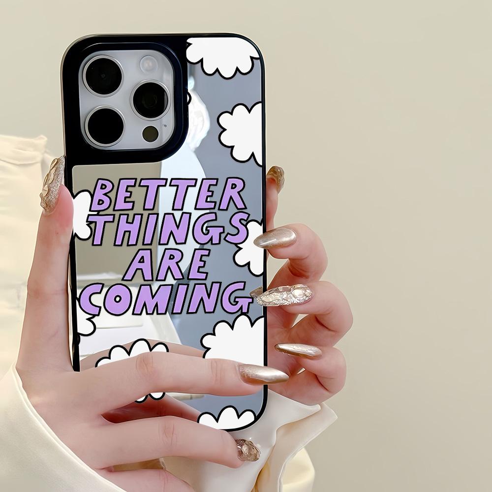 Mirror Phone Case for iPhone 15 11 13 14 for 15 16 Pro Max 12 13 16 Pro Cloud Flower and Animal Cute Style Phone Case
