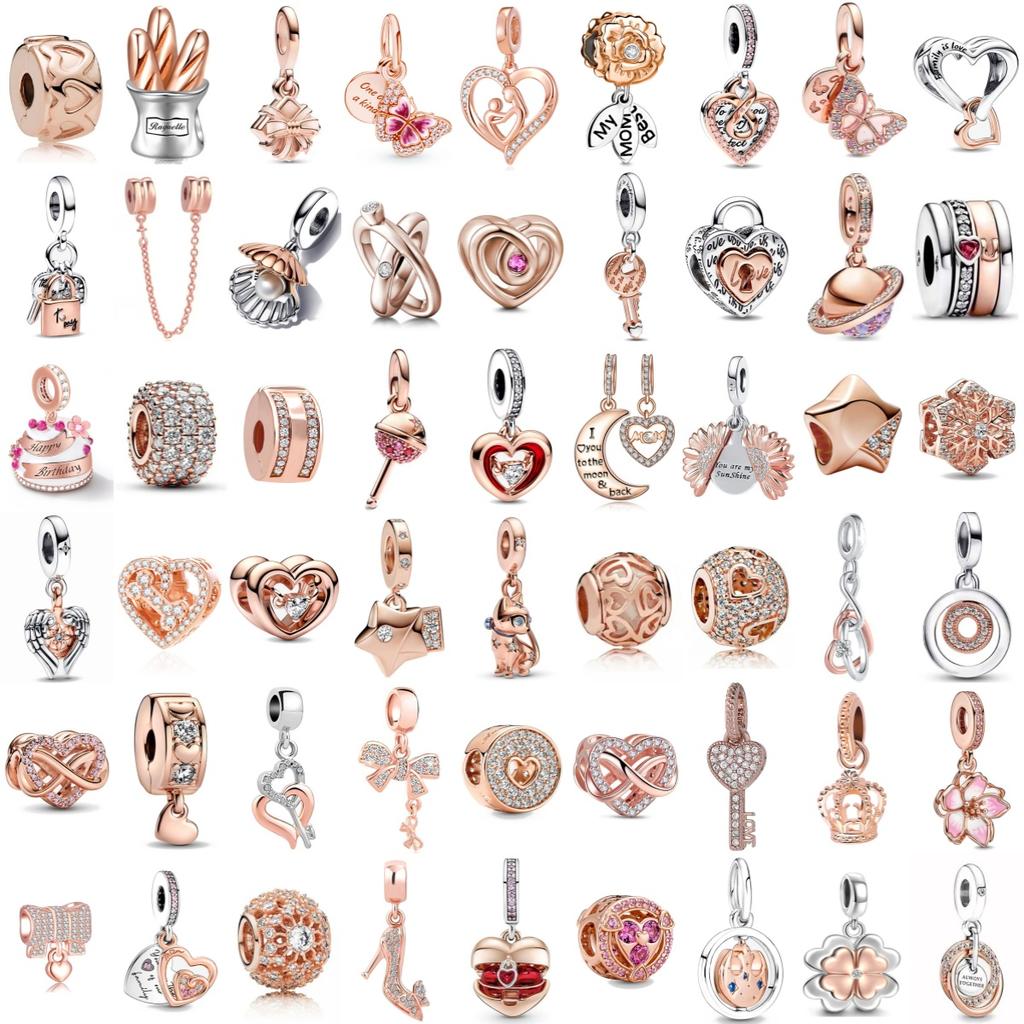 Charms Planet Bead Copper Rose Gold Pink Butterfly Dangle Fit Bangle Bracelet Necklace Diy Jewelry