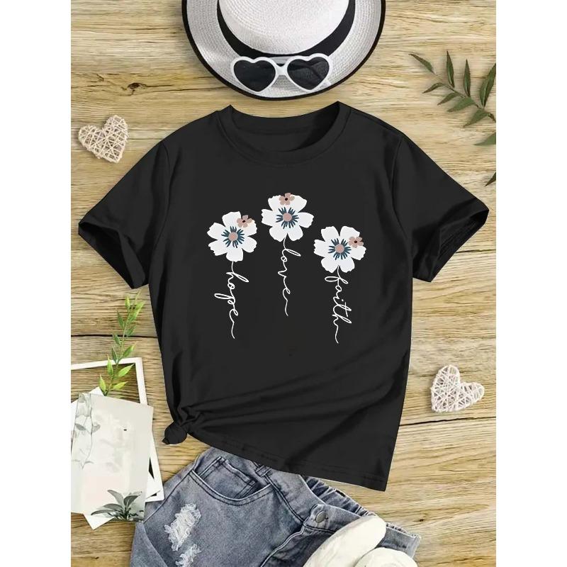 Европейские размеры Девочки Футболка с коротким рукавом и круглым вырезом 98cm чёрный