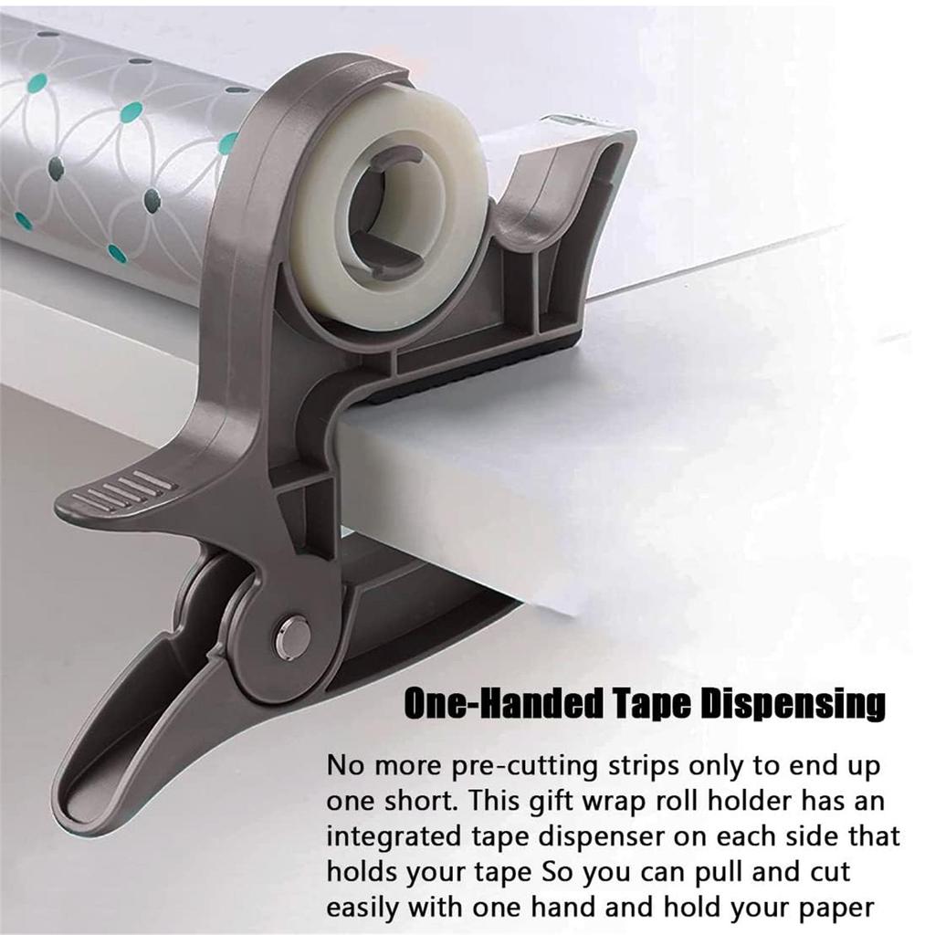 Christmas Wrapping Paper Clamps Gift Wrapping Paper Cutter Tape Dispenser Paper Cutter for Fixing Gift Wrapping Rolls 1pcs Random Direction