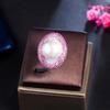 CMM Jewelry Einstellbare Größe Micro Pave Rosa Rot Zirkonia Helle Frauen Große Ovale Künstliche Perle Ringe für Party Hochzeit
