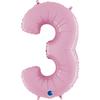 Foil Balloon Number 3 Pink Pastel Pink, 66 Grabo