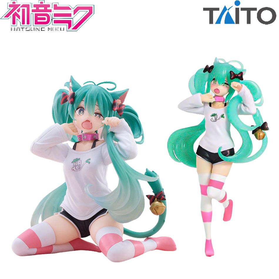 Hatsune Miku Desktop Cute Action Figure 11cm Neko T-Shirt Ver. Cat Ear Pajamas Anime Figurine Kawaii Girl Model Toy Gifts