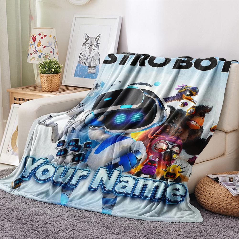 1PC Custom Name ASTRO BOT Patterned Flannel Blanket Suitable For All Seasons for Home Decor Warmth and Comfort Gifts Holiday Present -HE92