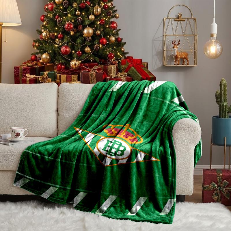 Football Betis Crest Design Blanket Lightweight Ideal Bedding Blanket Perfect for Travel, Camping, Living Rooms, Offices, Sofas, Fan Christmas gift