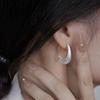 PANJBJ 925 Sterling Silver Earrings For Women Trendy Simple Open Round Jewelry Prevent Allergy Party Christmas Accessories