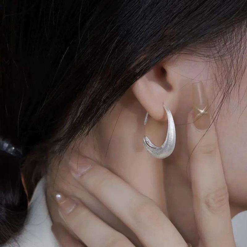 PANJBJ 925 Sterling Silver Earrings For Women Trendy Simple Open Round Jewelry Prevent Allergy Party Christmas Accessories