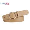 Round buckle PU leather belt women's jeans all-match decorative belt