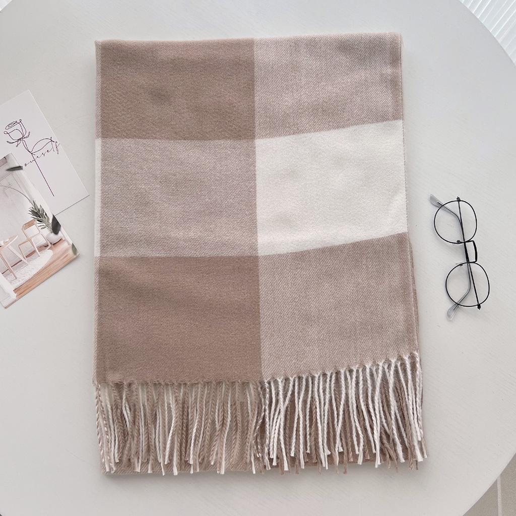 Scarf New imitation cashmere color plaid scarf female Korean version autumn and winter plaid scarf fringed shawl scarf