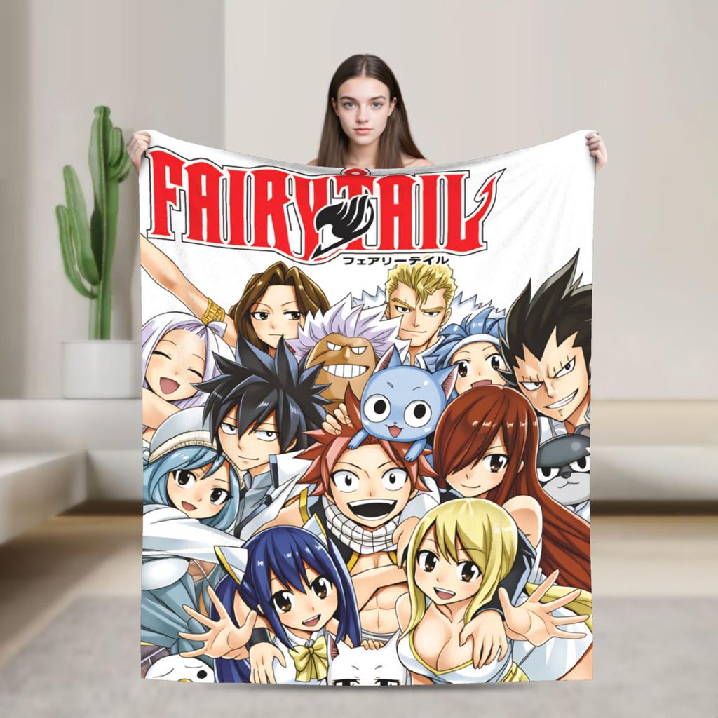 Fairy Tail Warm Soft Blanket Japanese Anime Travel Plush Throw Blanket Aesthetic Couch Chair Flannel Bedspread Sofa Bed Cover