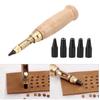 6Pcs Automatic Leather Hole Punch Wood Handle Replaceable Craft Rotating Punching Tool
