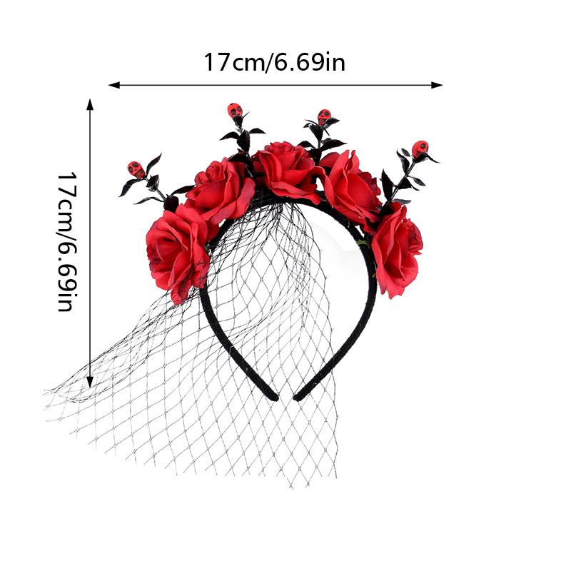 Halloween Hair Accessories Dark Style Veil Halloween Costumes Headdress Cosplay Crown Party Headband Holiday Accessories Black/Red