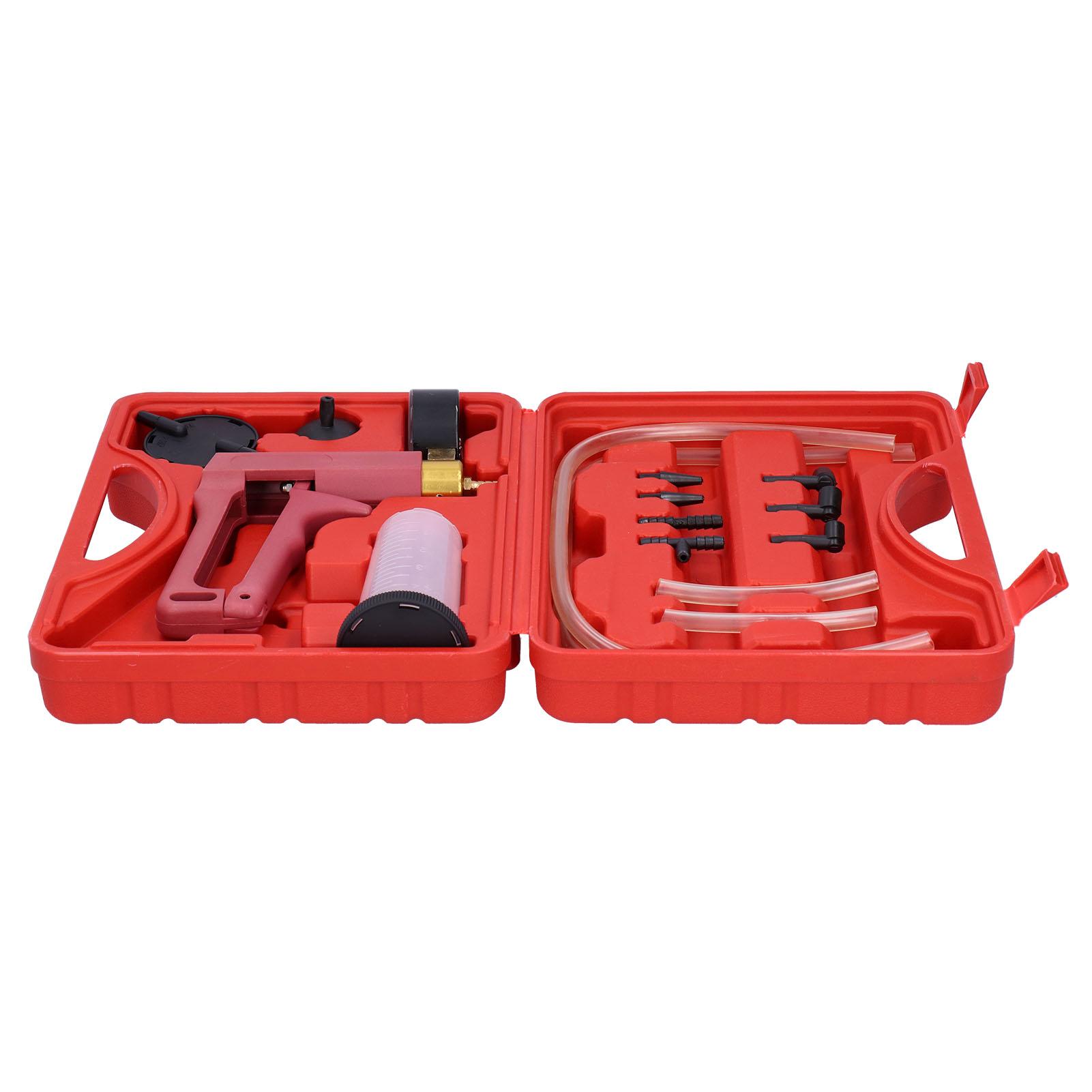 

Ручной вакуумный насос тестер инструмент комплект для прокачки тормозов адаптеры разъемы с ящиком для инструментов