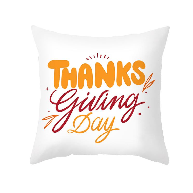 Autumn Harvest Thanksgiving Cushion Cover New Arrival Turkey Pumpkin Peach Skin Printed Cushion
