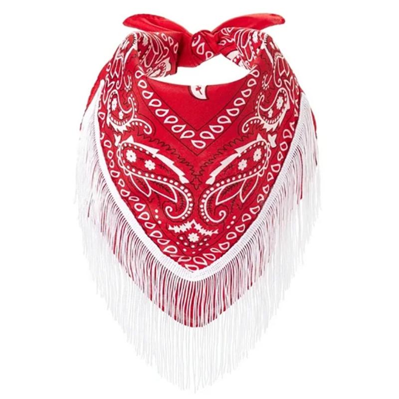 

Fashionable Women s Scarves Fringed Bandana Cowgirl Bachelorette Bandanas Perfect for Various Occasion красный