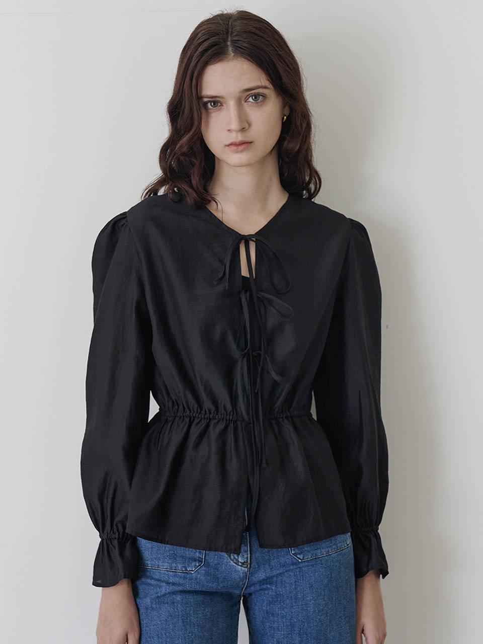 Rotre Domin Ella Ribbon Black Blouse Black/S