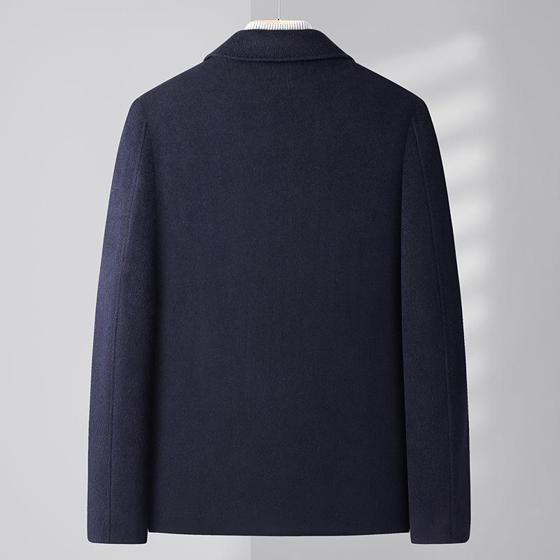 Men's Woolen Lapel Jacket with Detachable Liner - Warm and Thick for Autumn/Winter