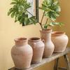 Wabi-Sabi Stijl Handgemaakte Rode Terracotta Vaas met Dubbele Oren - Retro Grof Aardewerk voor Gedroogde Bloemen